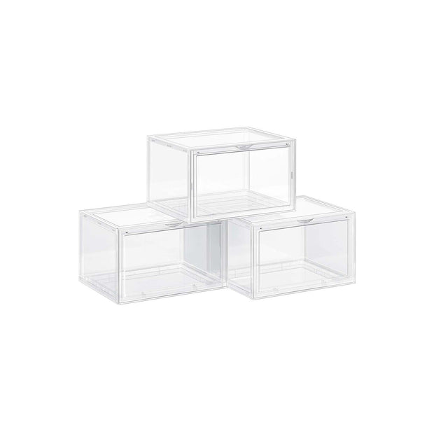 Skokartonger Set om 3 Stapelbara Transparent