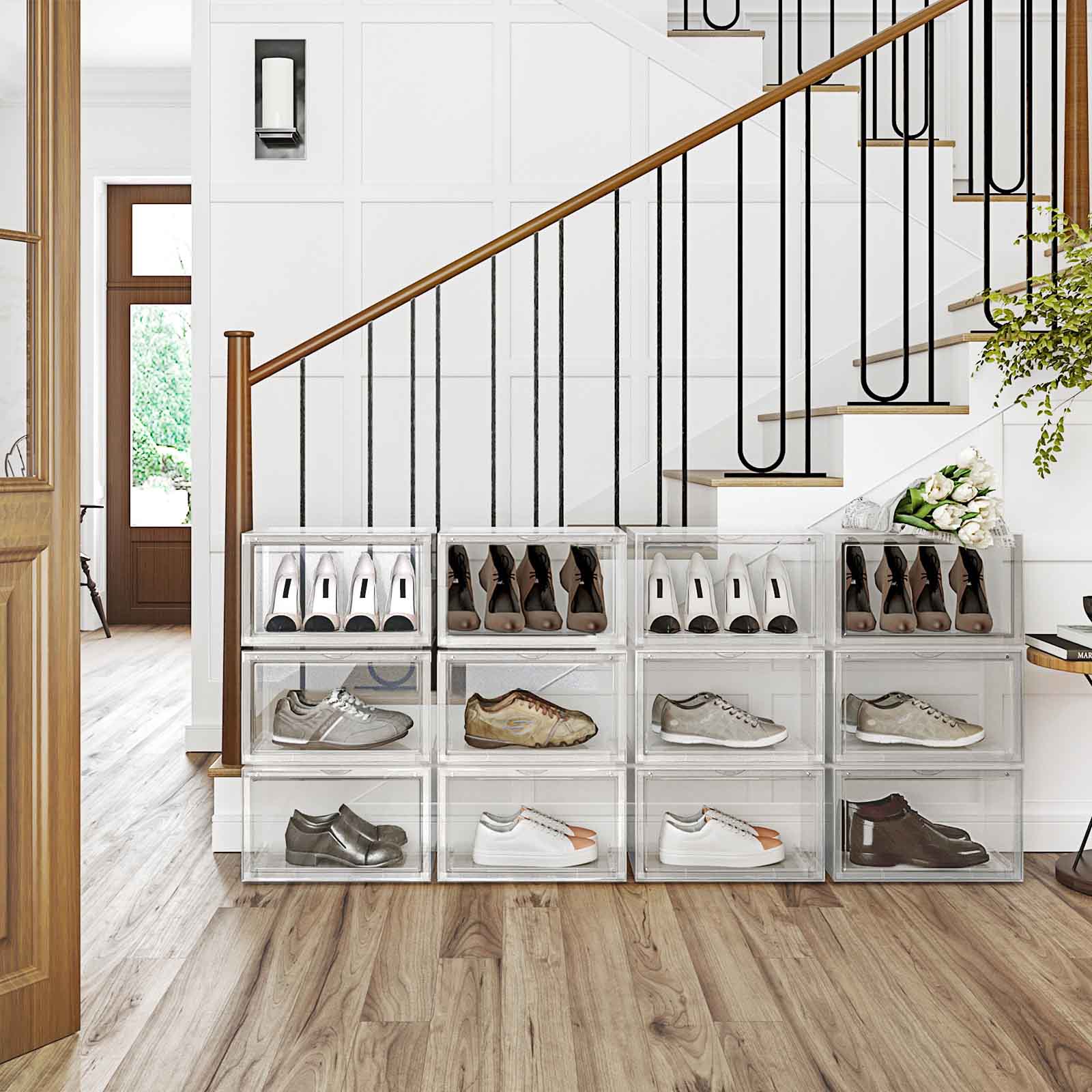 Skokartonger Set om 3 Stapelbara Transparent