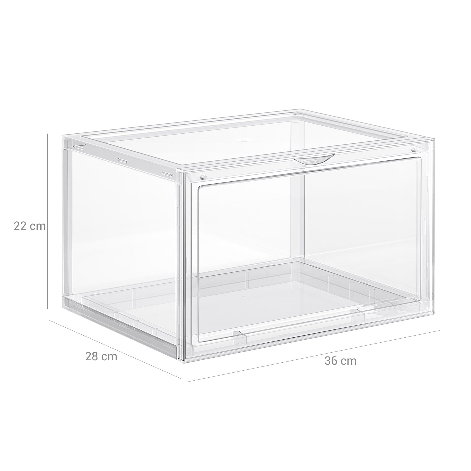 Shoe Box - Uppsättning av 3 - Stackbara arrangörer - Transparent dörr - Plast