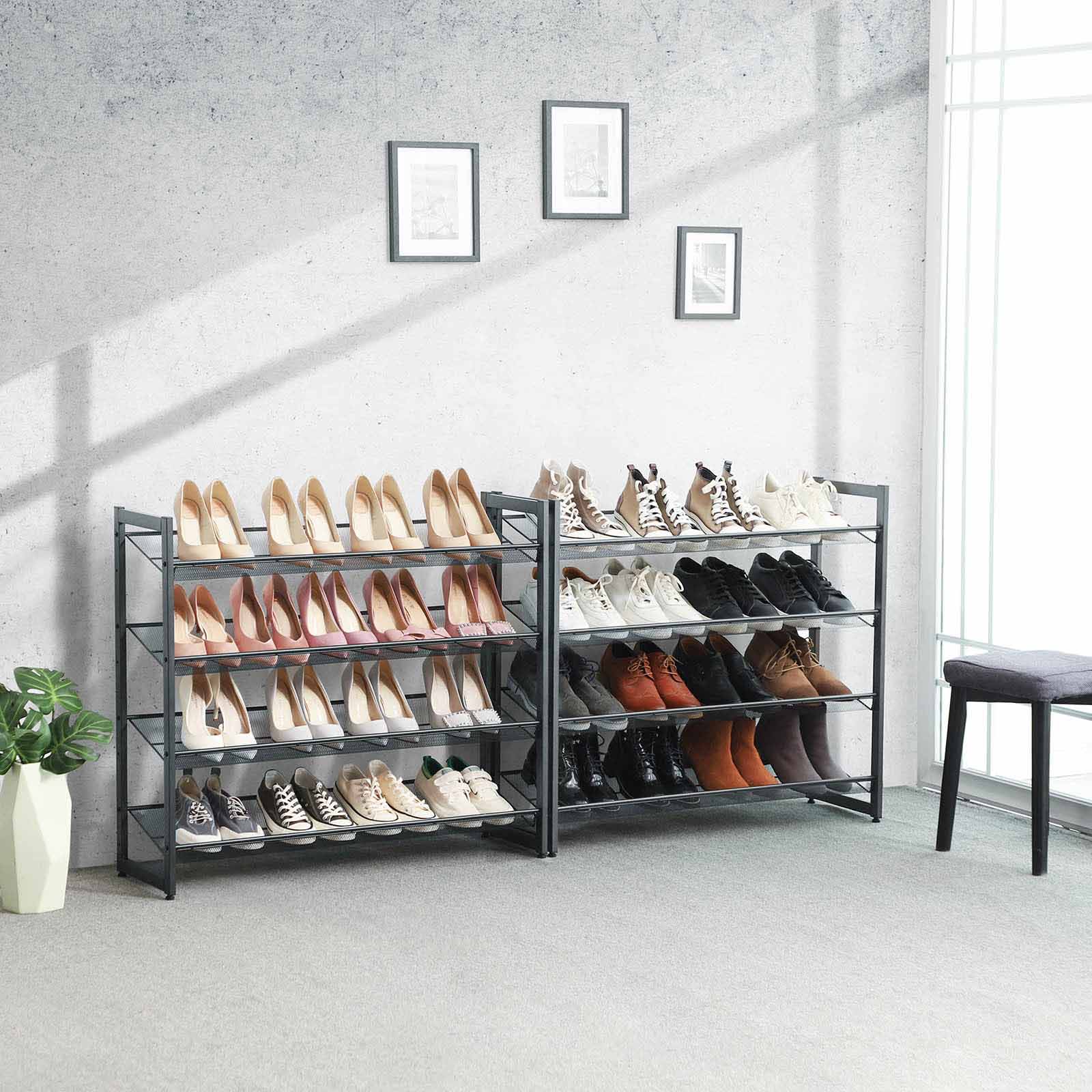 Shoe Rack - 8 nivåer - Stapelbar skoförvaring - 2 x 4 nivåer