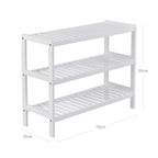 Shoe Rack - Bambu - 3 nivåer - 70 x 55 x 26 cm - vit
