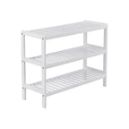 Shoe Rack - Bambu - 3 nivåer - 70 x 55 x 26 cm - vit