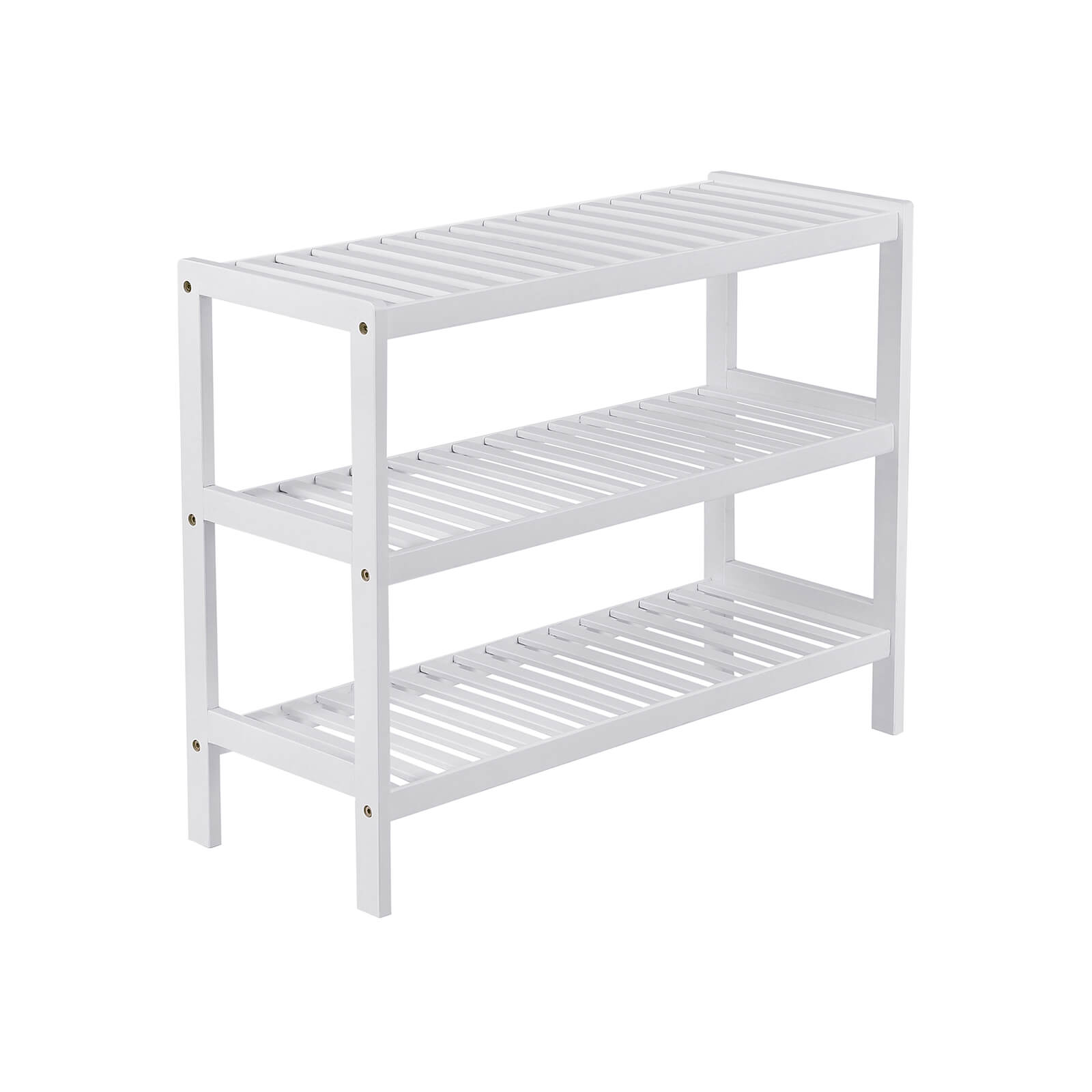 Shoe Rack - Bambu - 3 nivåer - 70 x 55 x 26 cm - vit