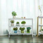 Shoe Rack - Bambu - 3 nivåer - 70 x 55 x 26 cm - vit