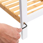 Shoe Rack - Bambu - 2 nivåer - Badrumshylla - Vit/naturligt