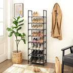 Shoe Rack - med 8 hyllor - Standing Metal Rack - Svart