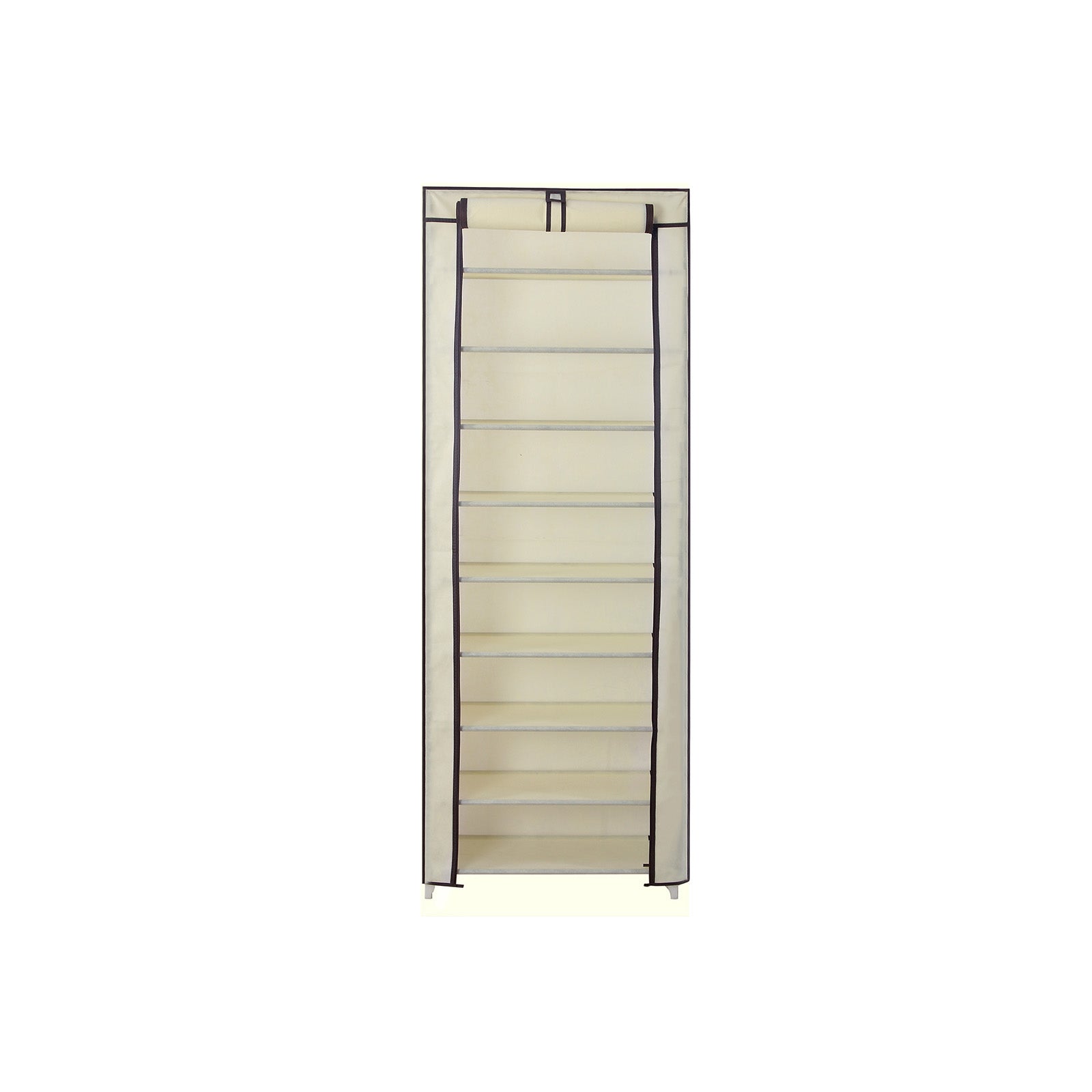 Skoskåp - skosställ med 10 lager - för ca. 27 par skor - dammtät - grå