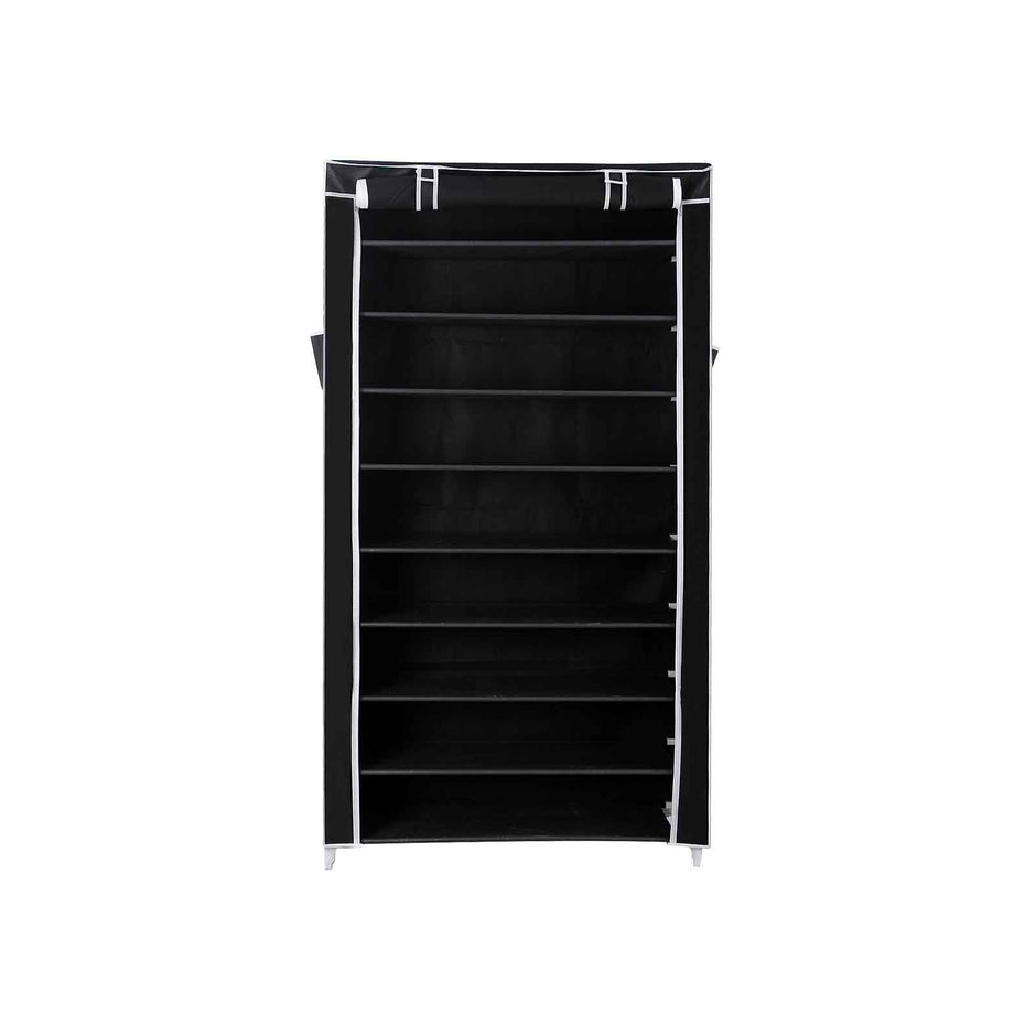 Skoställ – 10 nivåer – med lock – svart