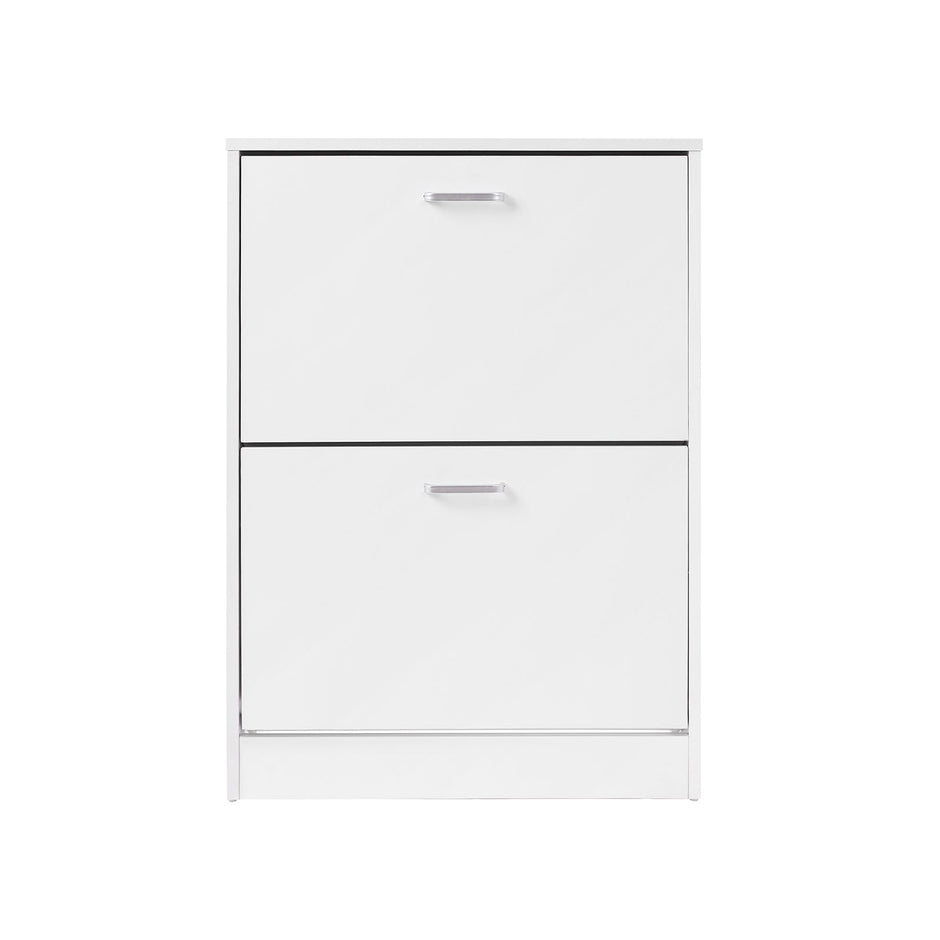 Skoskåp – 2 vikdörrar – justerbar mellanvägg – vit