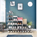 Shoe Rack - Cube skåp - 15 Metalltrådfickor - Vit