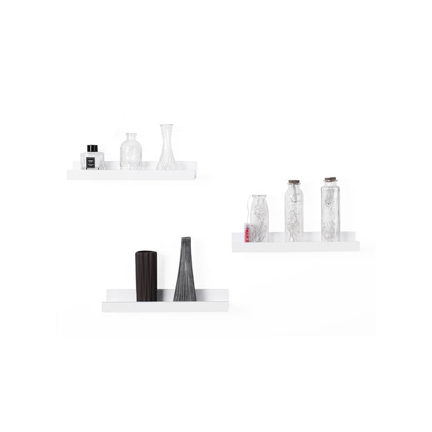 Flytande bokhyllor – set om 3 – högblank – vit