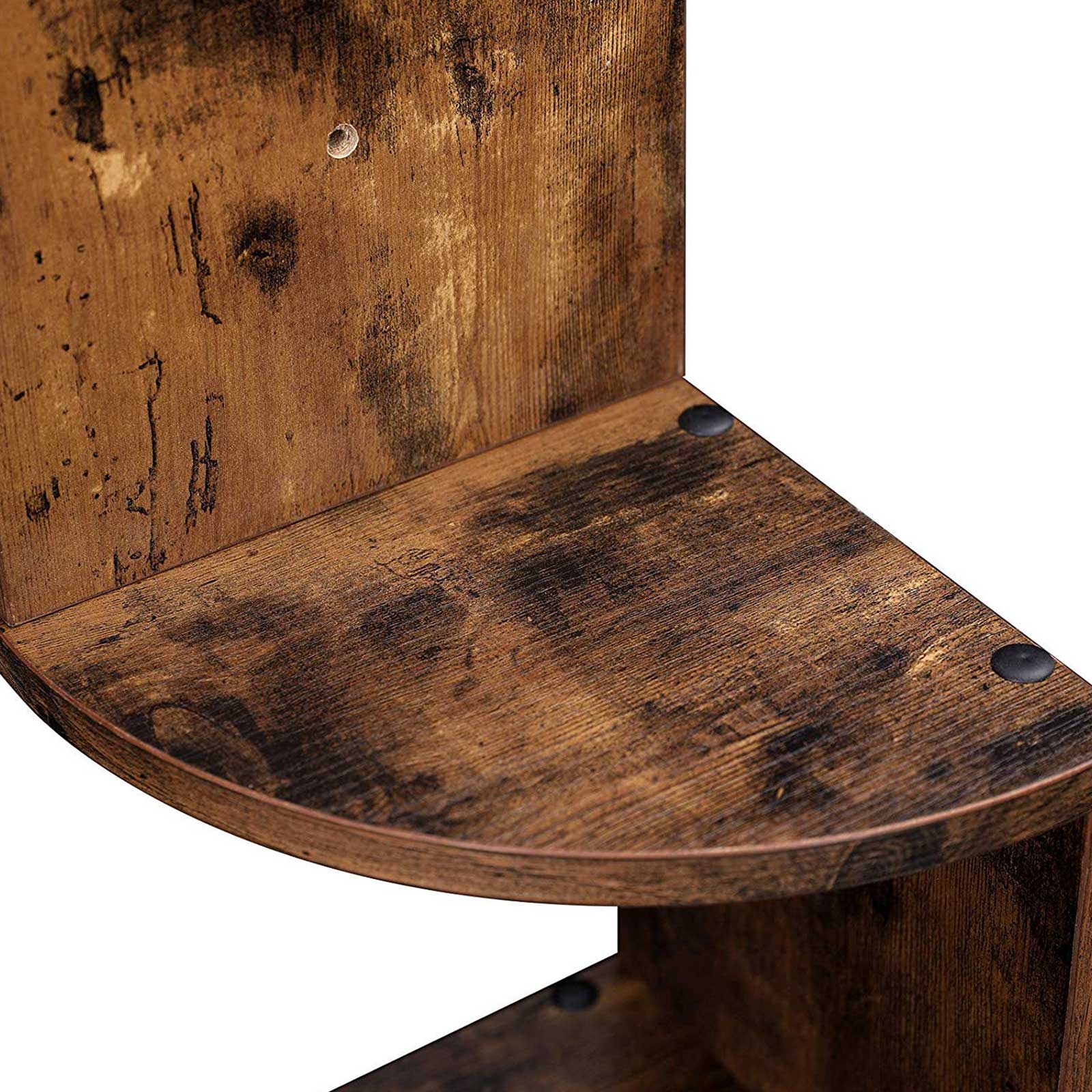 Hörnskåp - flytande hörnbräda - väggställ - träutseende - brunt