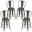 Set – med barstolar i stål, stapelbara avtagbar rygg, – 4 44,5 x 45,5 x 103 cm