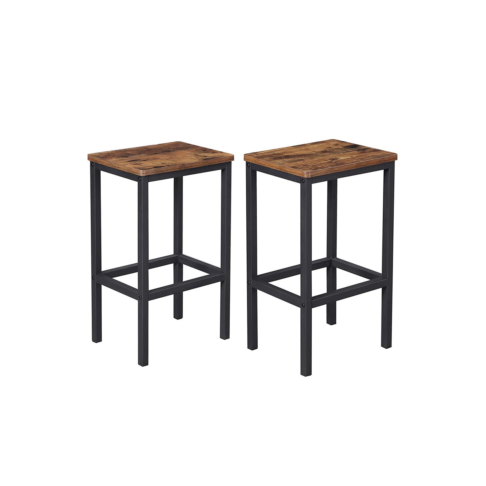 Barstolar Set om 2 – Industriell design – Vintage brun/svart