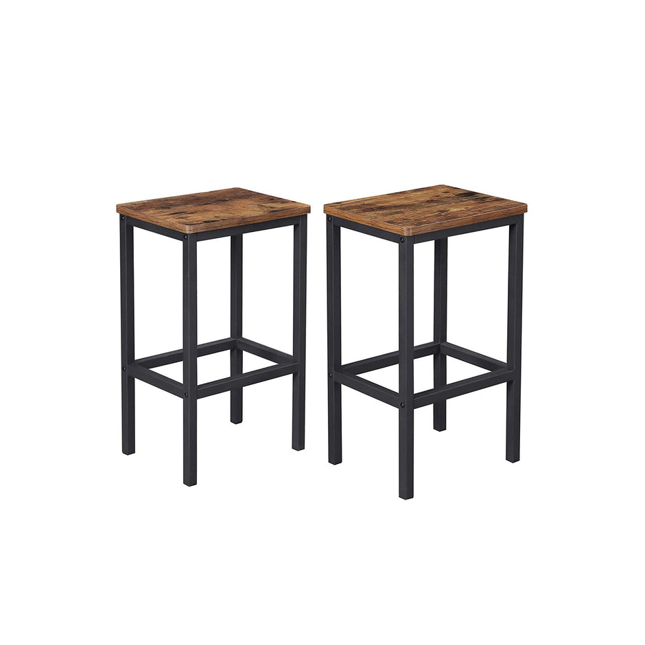 Barstolar Set om 2 – Industriell design – Vintage brun/svart