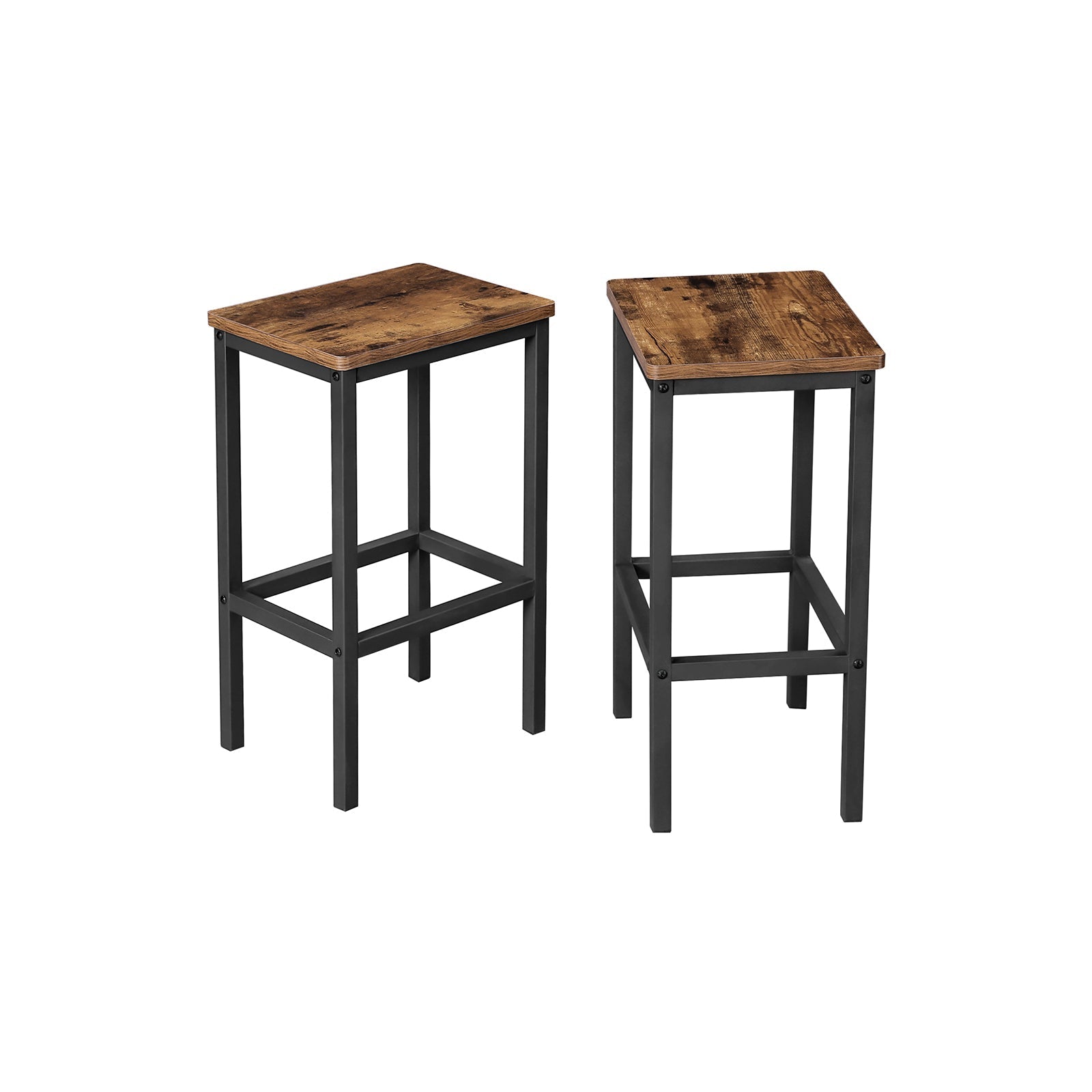 Barstolar Set om 2 – Industriell design – Vintage brun/svart