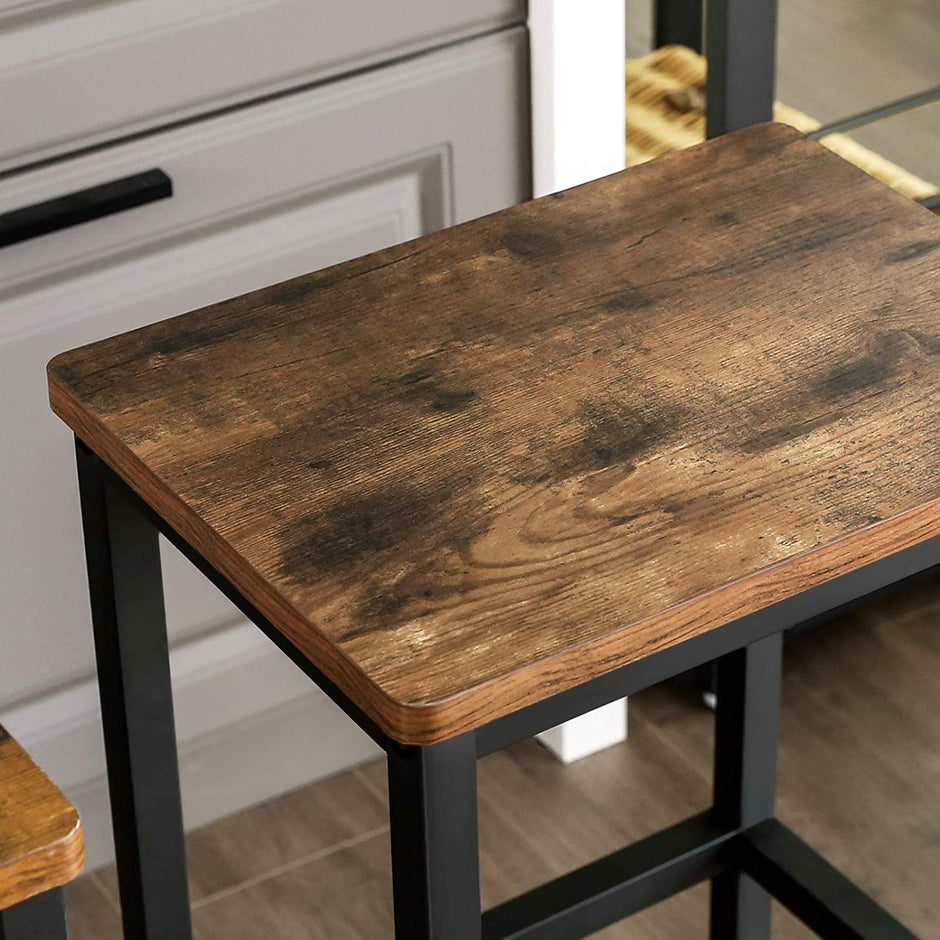 Barstolar Set om 2 – Industriell design – Vintage brun/svart