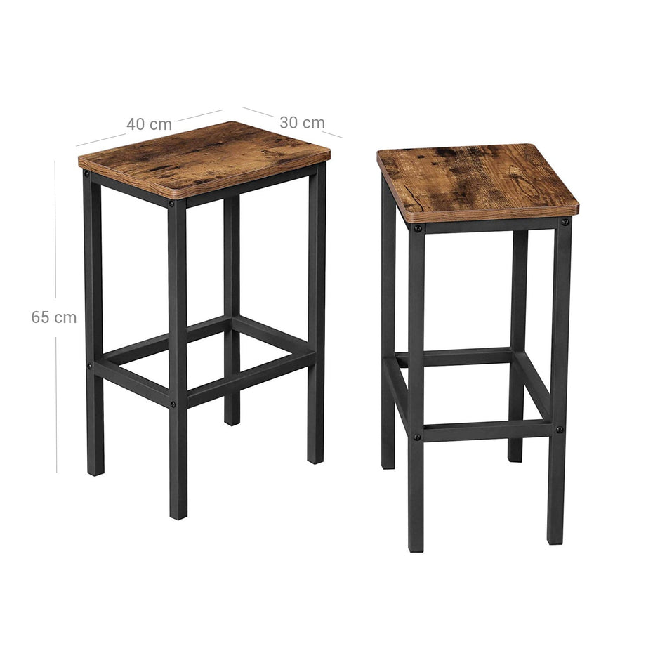 Barstolar Set om 2 – Industriell design – Vintage brun/svart
