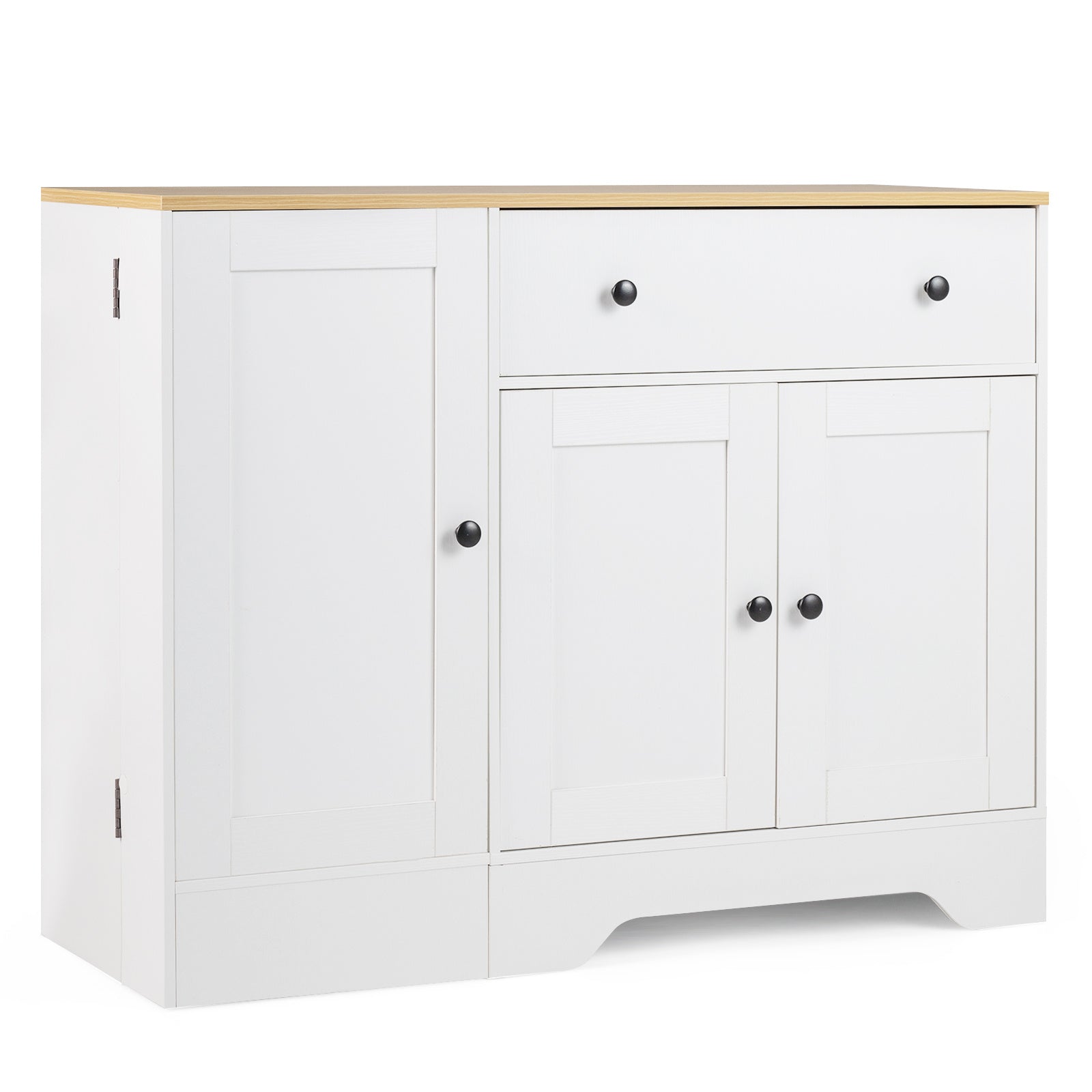 Sideboard – köksskåp med gliddörr och låsbara hjul – 105 x 40 x 83 cm