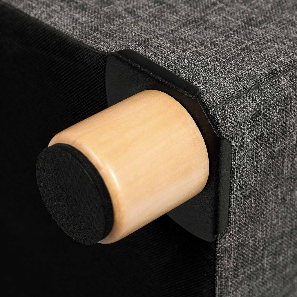 Pouf - med förvaringsutrymme - träben - säteslåda - beige