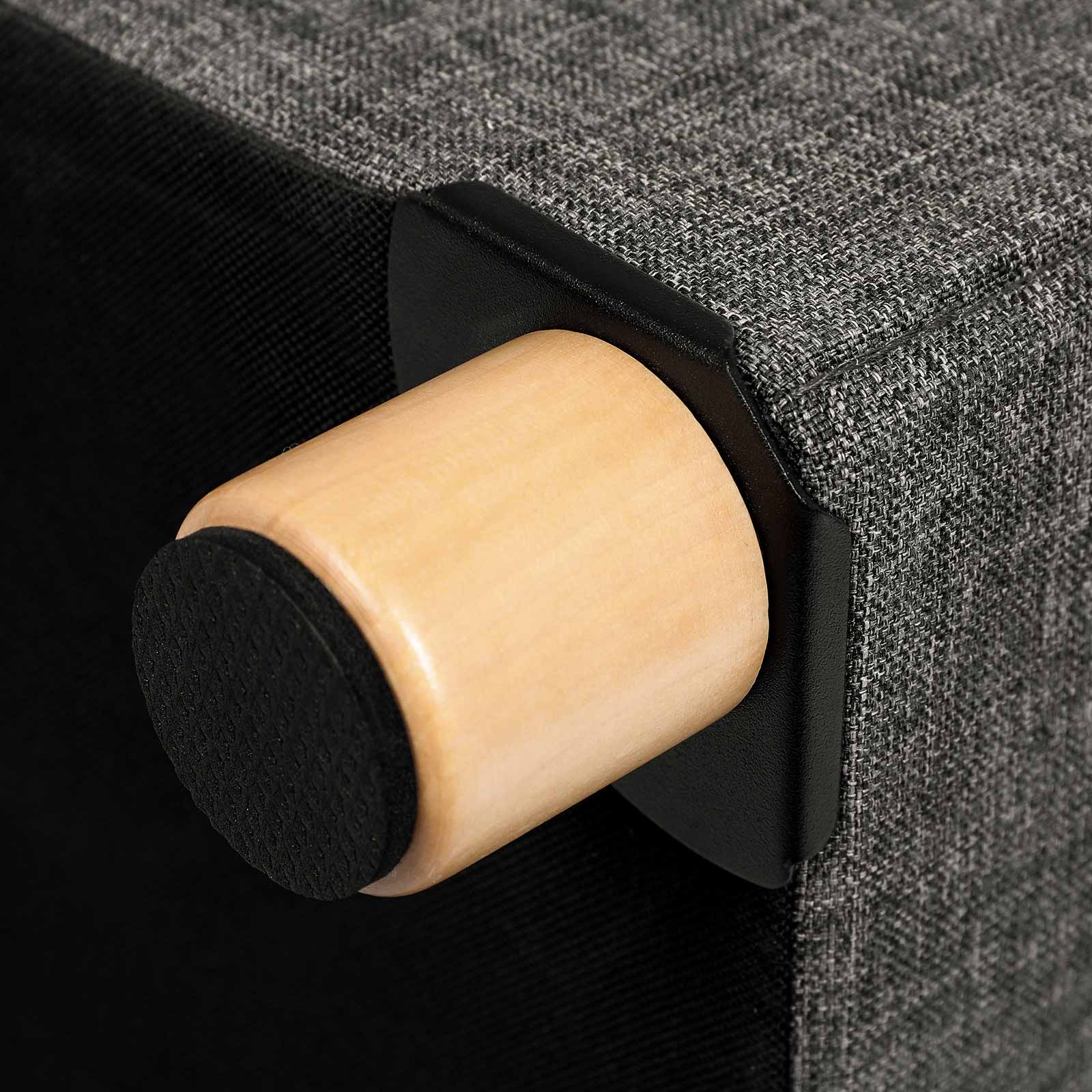 Pouf - med förvaringsutrymme - träben - säteslåda - beige