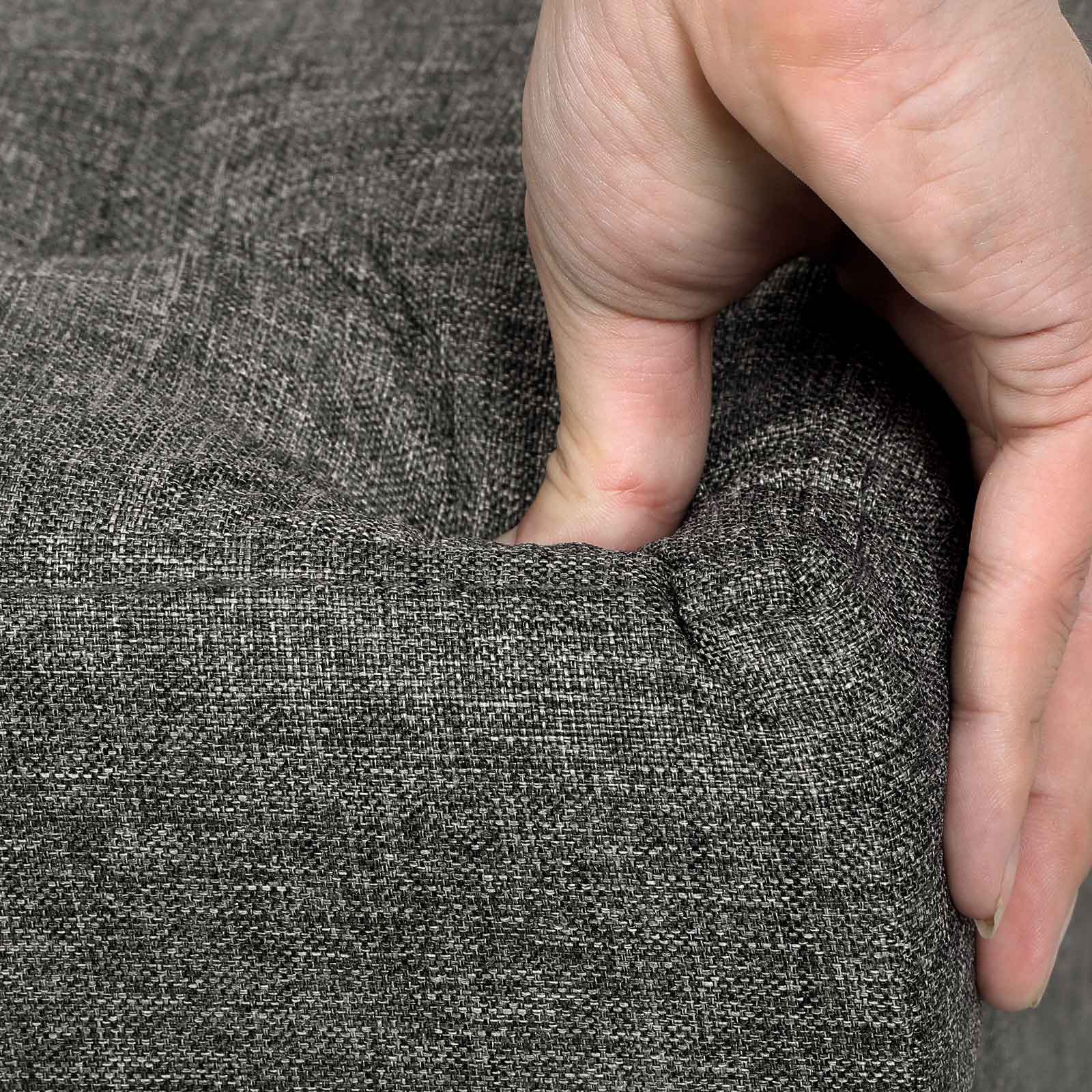 Pouf - med förvaringsutrymme - träben - säteslåda - beige