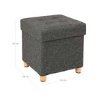 Pouf - med förvaringsutrymme - träben - säteslåda - beige