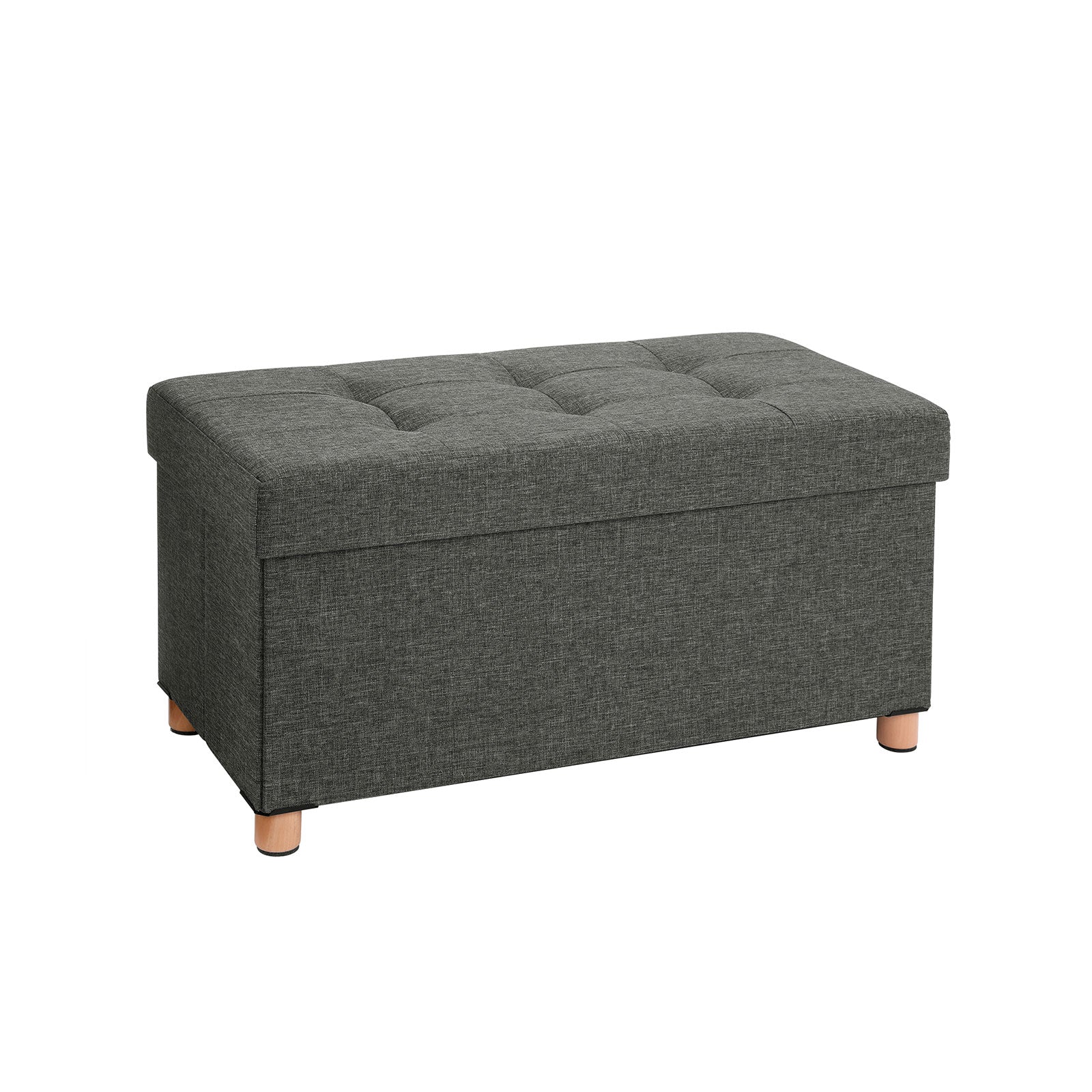 Seat Box - Pouf med förvaringsutrymme och lock - fotpall - träben - 76 x 38 x 40 cm - mörkgrå