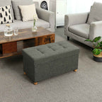 Seat Box - Pouf med förvaringsutrymme och lock - fotpall - träben - 76 x 38 x 40 cm - mörkgrå