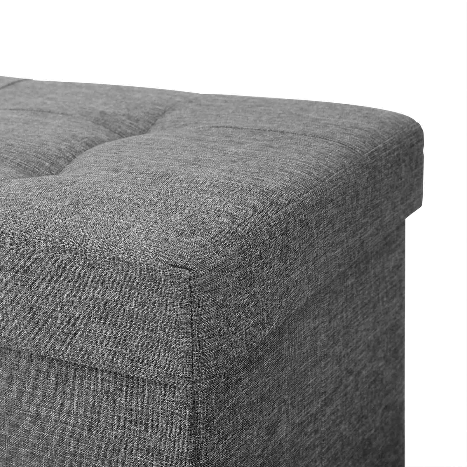 Seat Box - Pouf med förvaringsutrymme och lock - fotpall - träben - 76 x 38 x 40 cm - mörkgrå