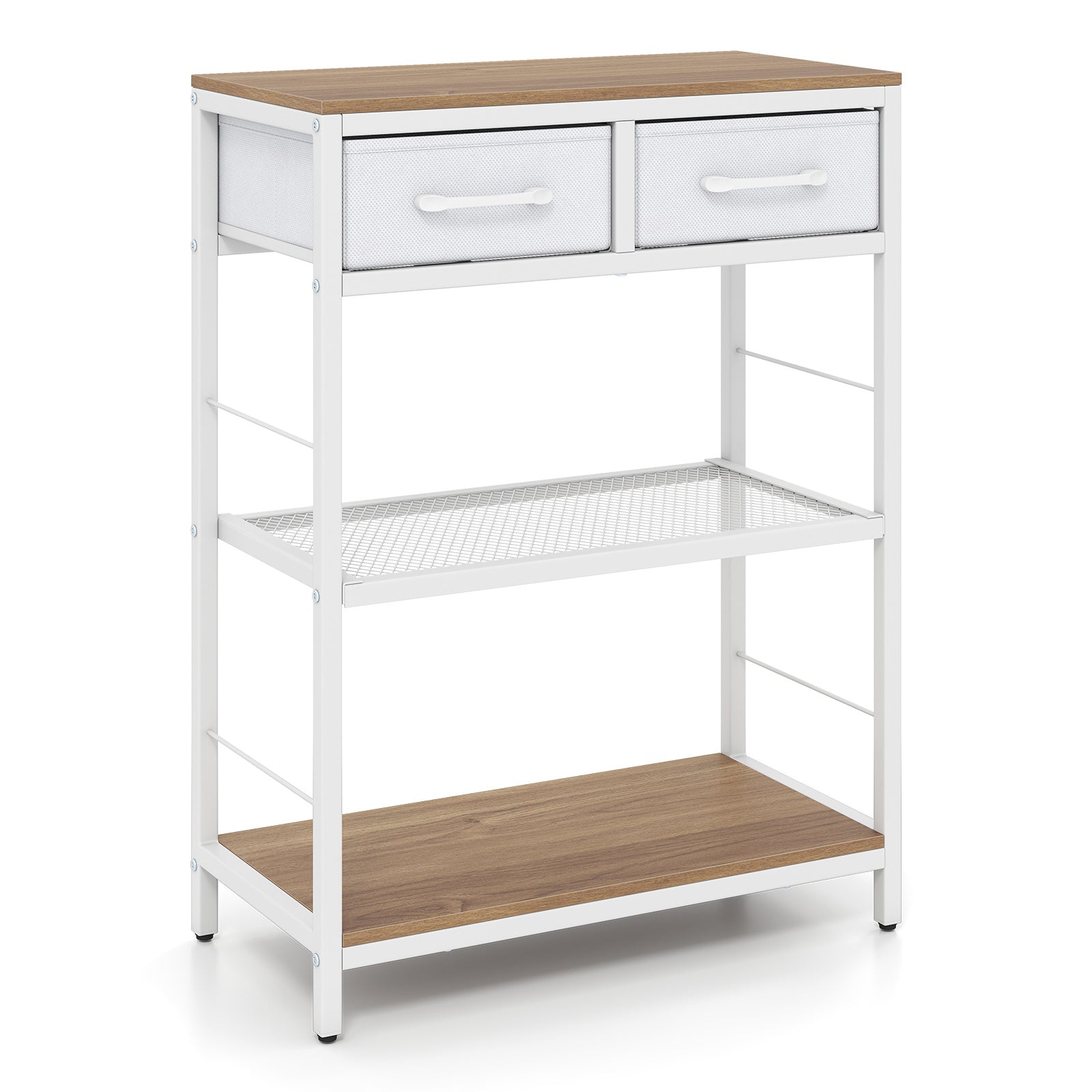 Smal – konsolbord, entrébord med två tygfacklådor och öppna hyllor – 60 x 30 x 81 cm