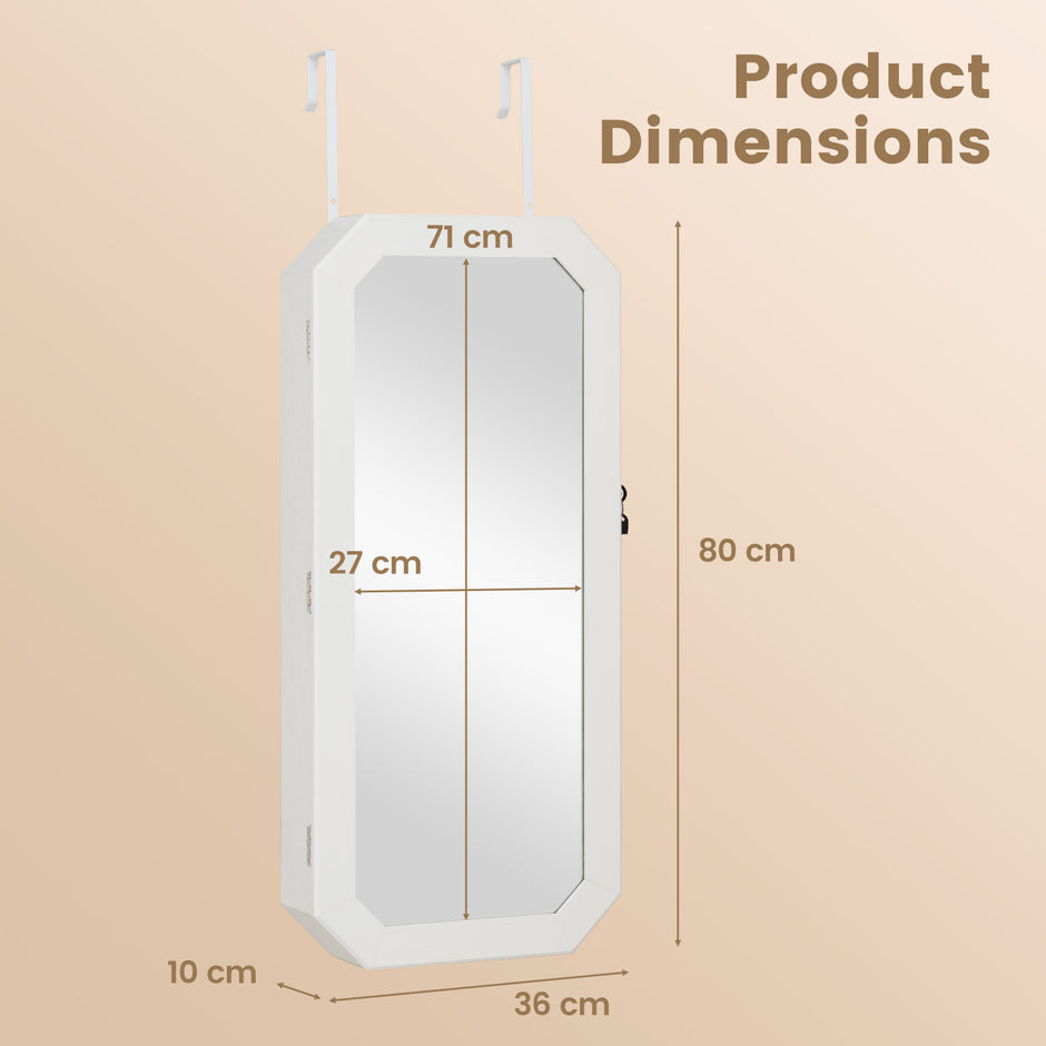 Sminkskåp – med spegel, låsbart väggskåp magnetdörr – 36 x 10 x 80 cm