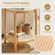 Soffbord – i boho stil med glasplatta och rottinghylla, sidobord Naturfärg – 47,5 x 47,5 x 58 cm