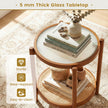 Soffbord – i boho stil med glasplatta och rottinghylla, sidobord – 47,5 x 47,5 x 58 cm