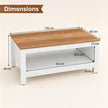Soffbord – med förvaring, tvånivå vardagsrumsbord Vitt – 105 x 60 x 46 cm