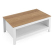 Soffbord – med förvaring, tvånivå vardagsrumsbord Vitt – 105 x 60 x 46 cm