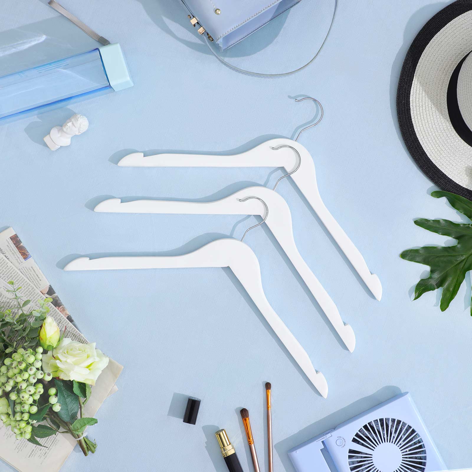 Kleerhangers - Solid Wood Pendants - Uppsättning av 20 - med hack - Vit
