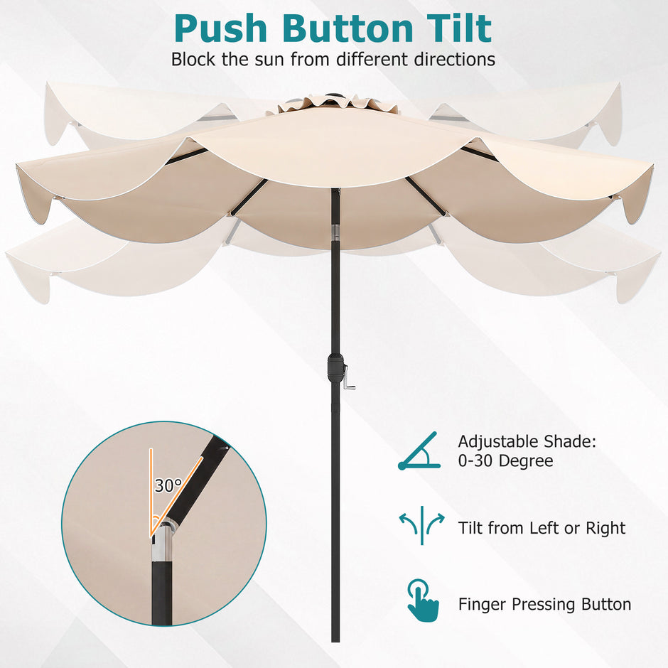 Solparasoll – trädgårdsparassoll med vev och lutningsfunktion balkongparasoll metallribbor – 270 cm 8 – Beige