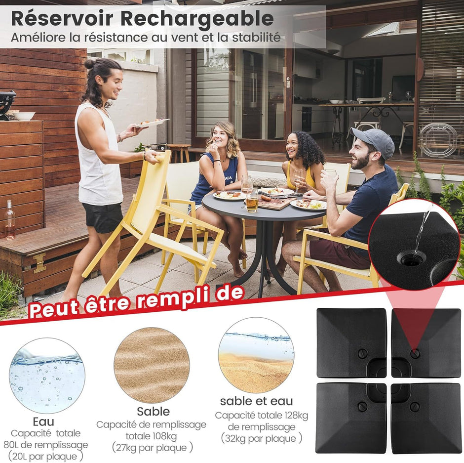 Solparasoll – med skyddsfodral Röd + liters stativ fyllbart upp till Set – 300 cm 80 108 kg