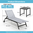 Solsäng – med hjul och sidobord, utomhusliggare maxbelastning upp till – 150 kg