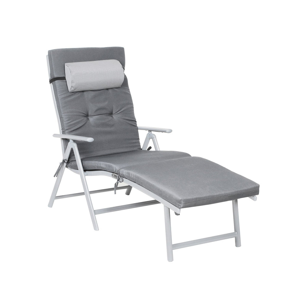 Lounge stol - vikbar - med avtagbar kudde - rostfritt aluminium - svart