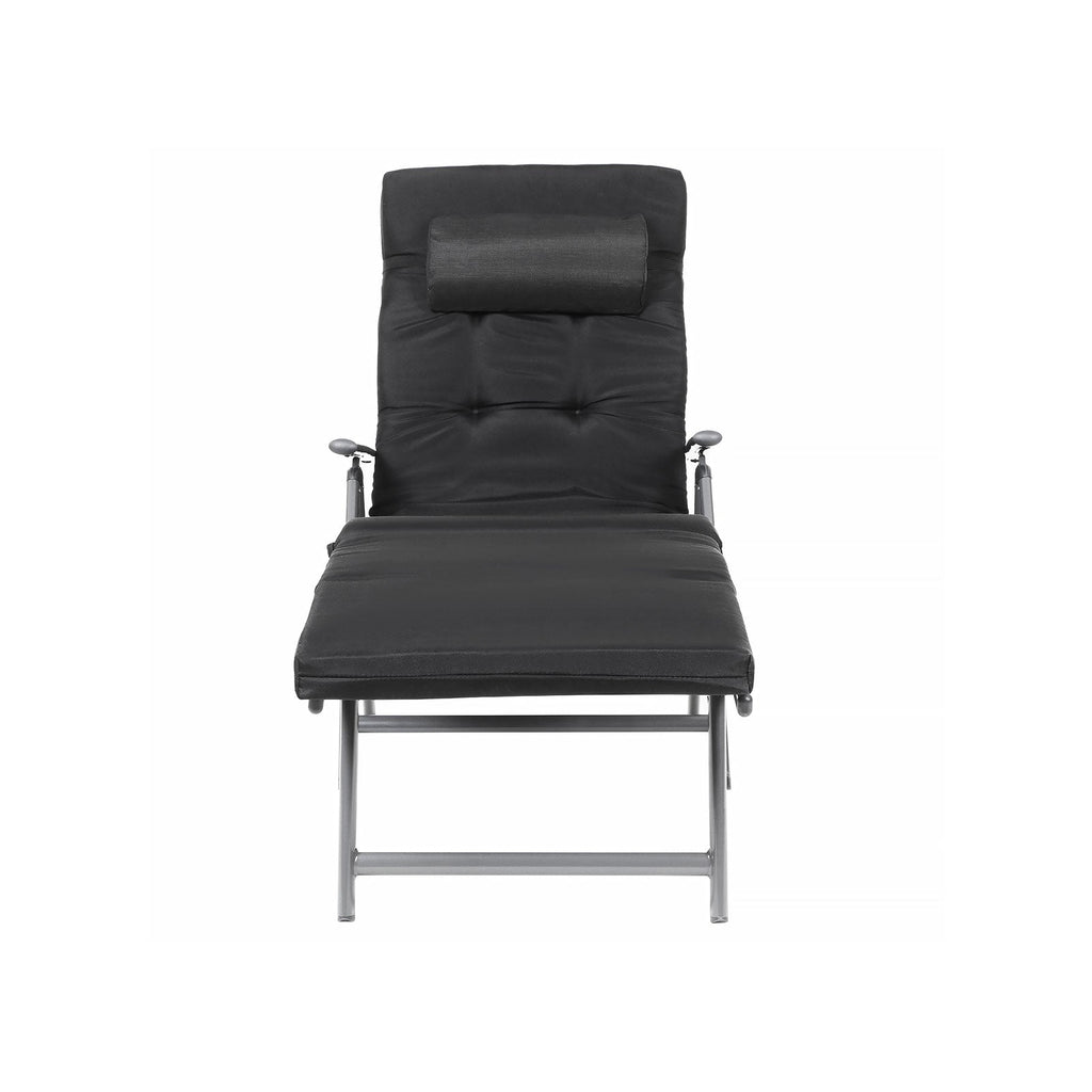Lounge stol - vikbar - med avtagbar kudde - rostfritt aluminium - svart