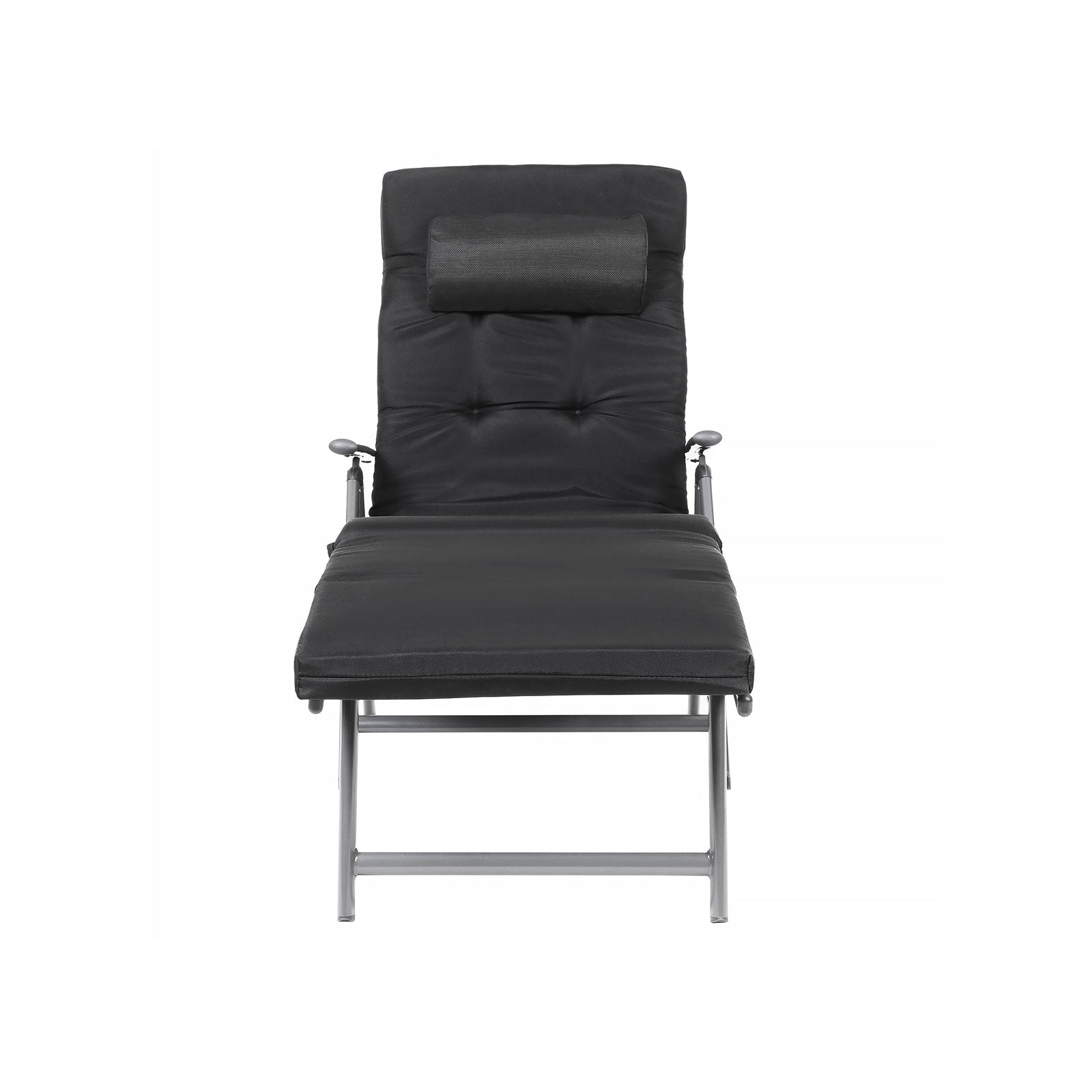 Lounge stol - vikbar - med avtagbar kudde - rostfritt aluminium - svart