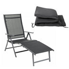 Lounge stol - vikbar - med avtagbar kudde - rostfritt aluminium - svart