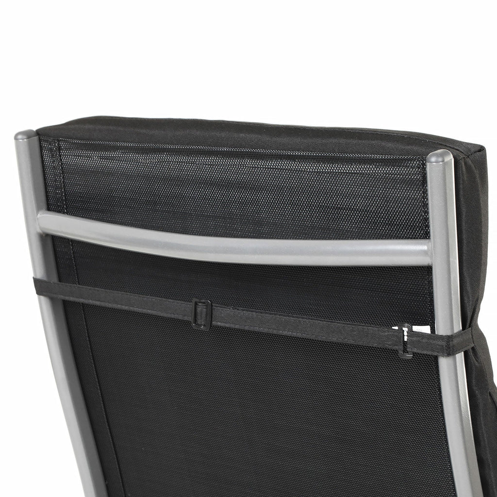 Lounge stol - vikbar - med avtagbar kudde - rostfritt aluminium - svart