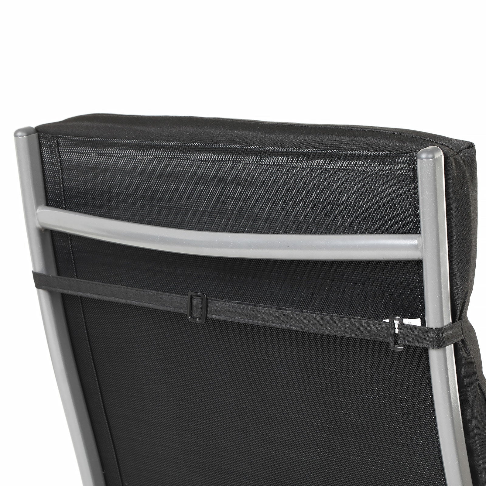 Lounge stol - vikbar - med avtagbar kudde - rostfritt aluminium - svart