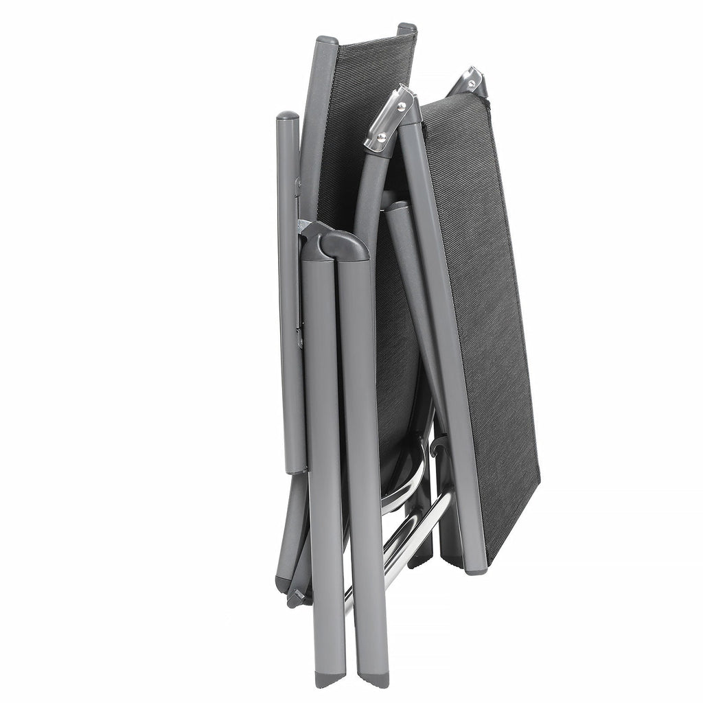 Lounge stol - vikbar - med avtagbar kudde - rostfritt aluminium - svart