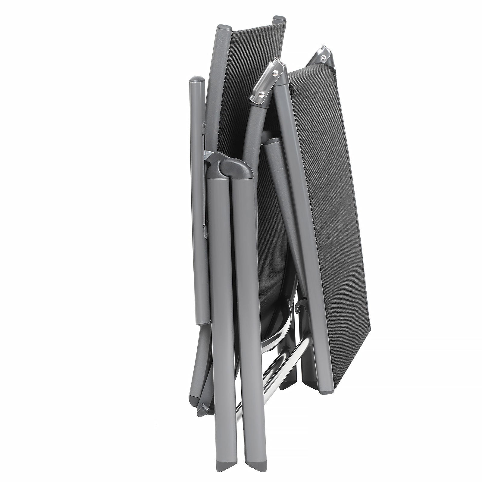 Lounge stol - vikbar - med avtagbar kudde - rostfritt aluminium - svart