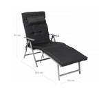 Lounge stol - vikbar - med avtagbar kudde - rostfritt aluminium - svart