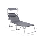 SUNTER - Lounge Bed - Lounger - With Sun Besök - Läggkapacitet på upp till 250 kg - Grå